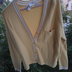 Yellow Button-Up Women's Sweater
